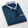 Quality Men's Summer Short Sleeve Printed Dress Shirts Comfortable Button-down Collar Standard-fit Casual Blouse Tops Shirt